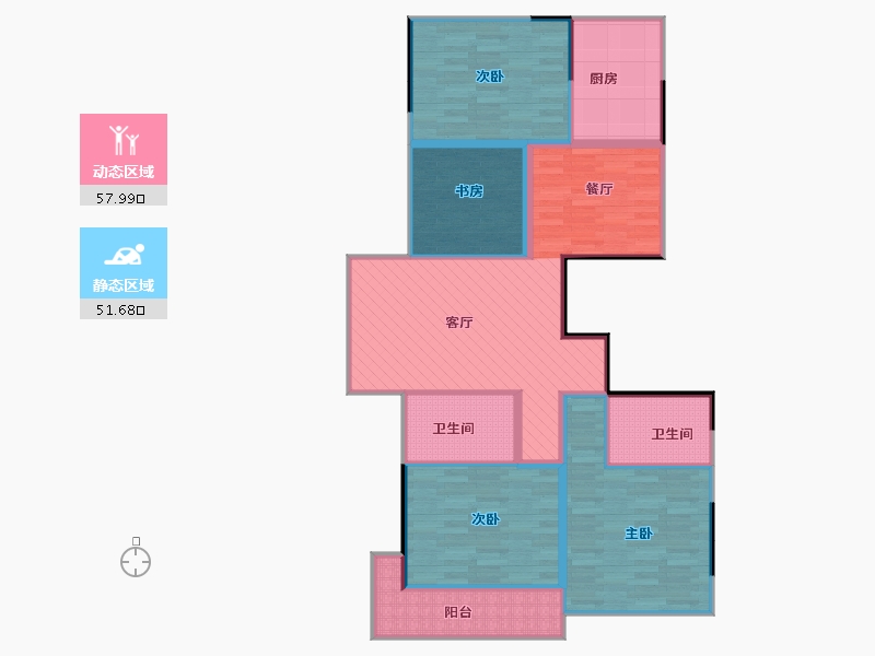 浙江省-嘉兴市-平湖南苑一品137-99.97-户型库-动静分区