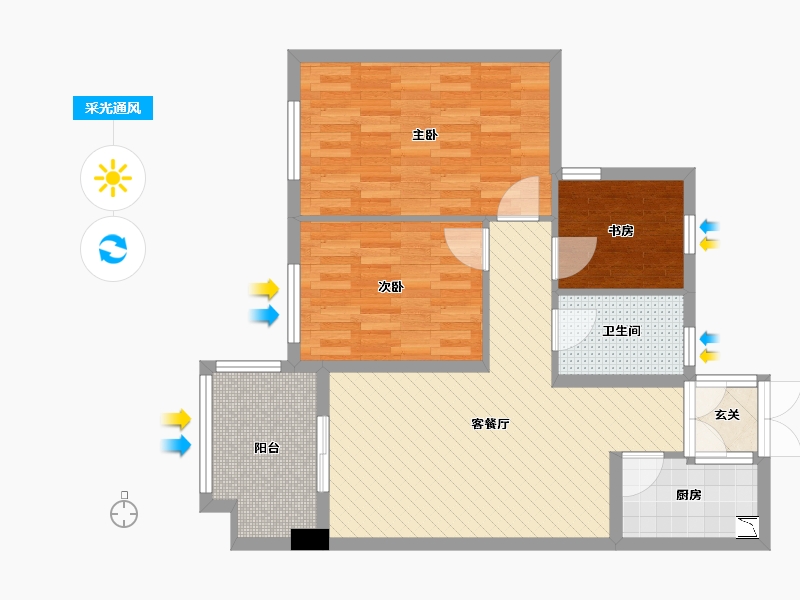 浙江省-杭州市-赞成.赞城-73.76-户型库-采光通风