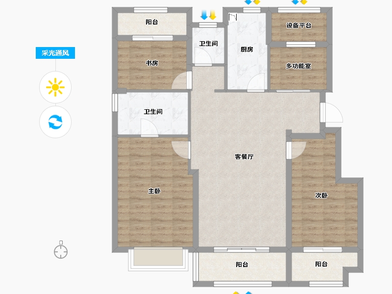 浙江省-嘉兴市-萃湖上郡-104.99-户型库-采光通风