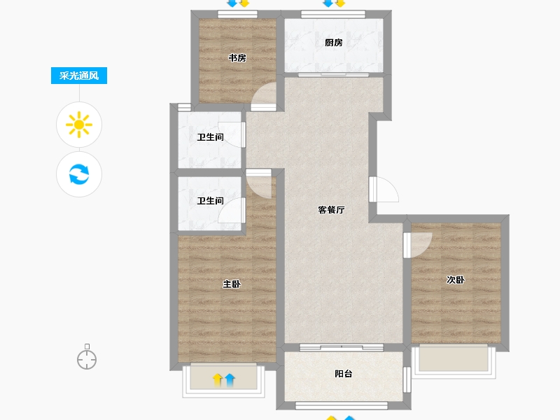 山东省-聊城市-瑞利・昌庭花园-78.02-户型库-采光通风