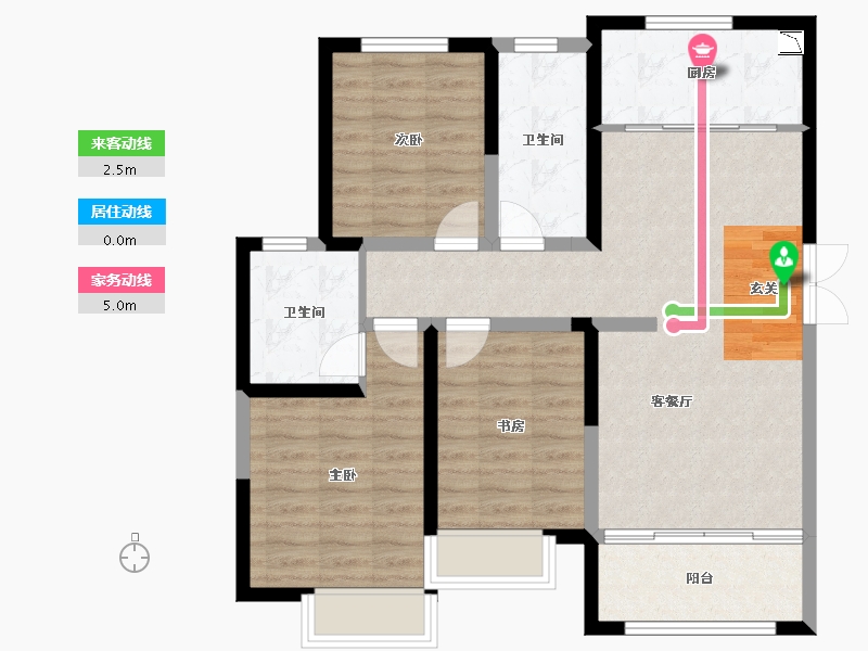 甘肃省-兰州市-银河国际居住区-86.47-户型库-动静线