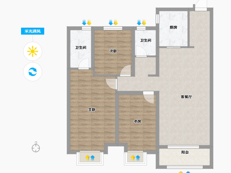 黑龙江省-哈尔滨市-中海・和院-95.23-户型库-采光通风