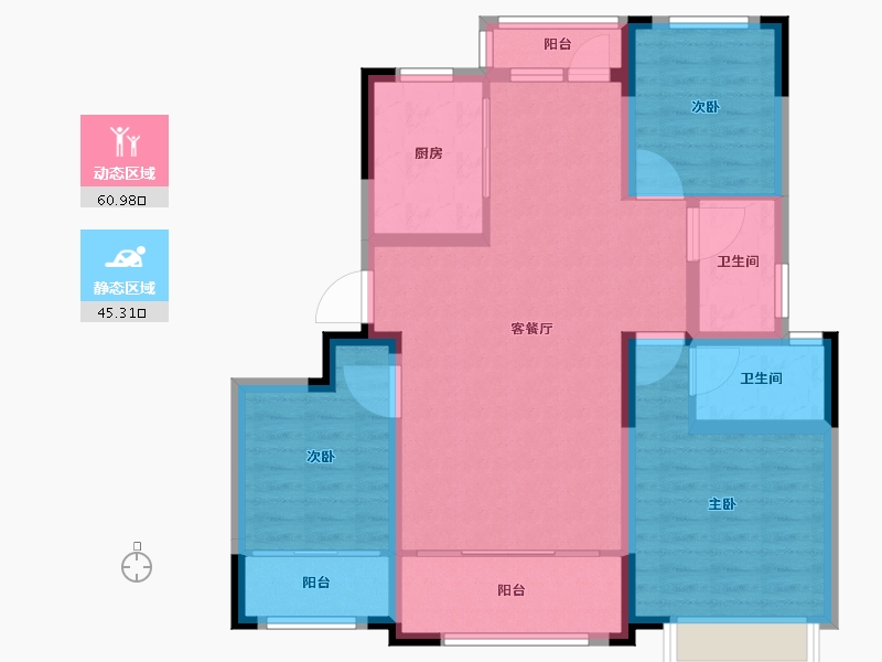 山东省-青岛市-鑫江合院-95.01-户型库-动静分区