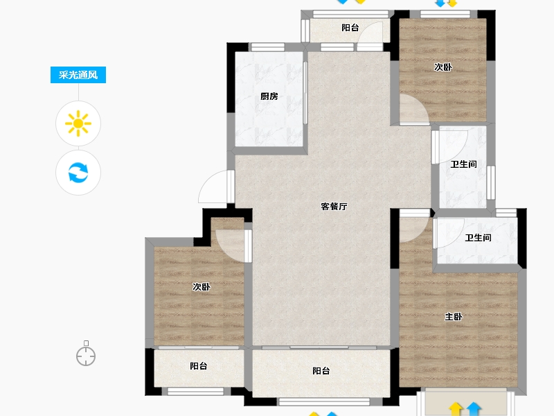 山东省-青岛市-鑫江合院-95.01-户型库-采光通风