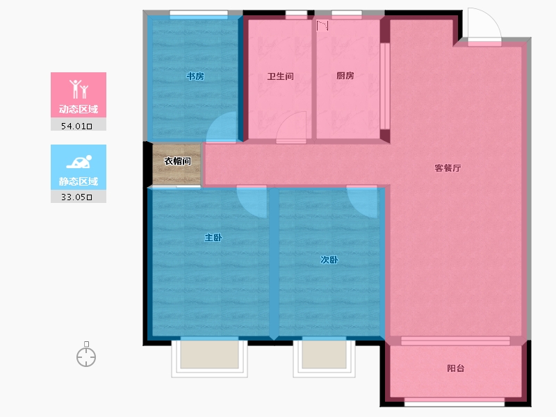 黑龙江省-哈尔滨市-华润置地・熙云府-79.78-户型库-动静分区