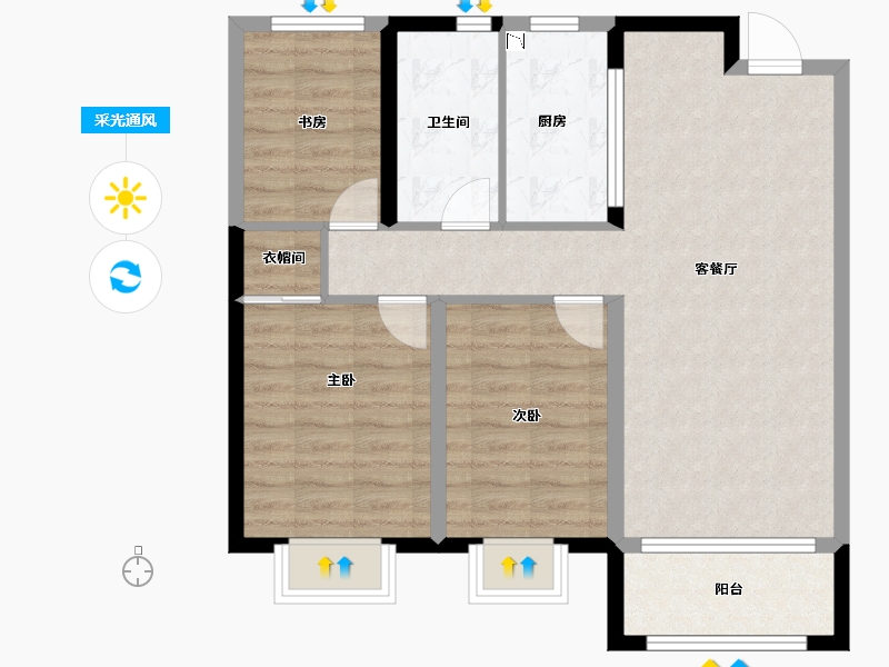 黑龙江省-哈尔滨市-华润置地・熙云府-79.78-户型库-采光通风