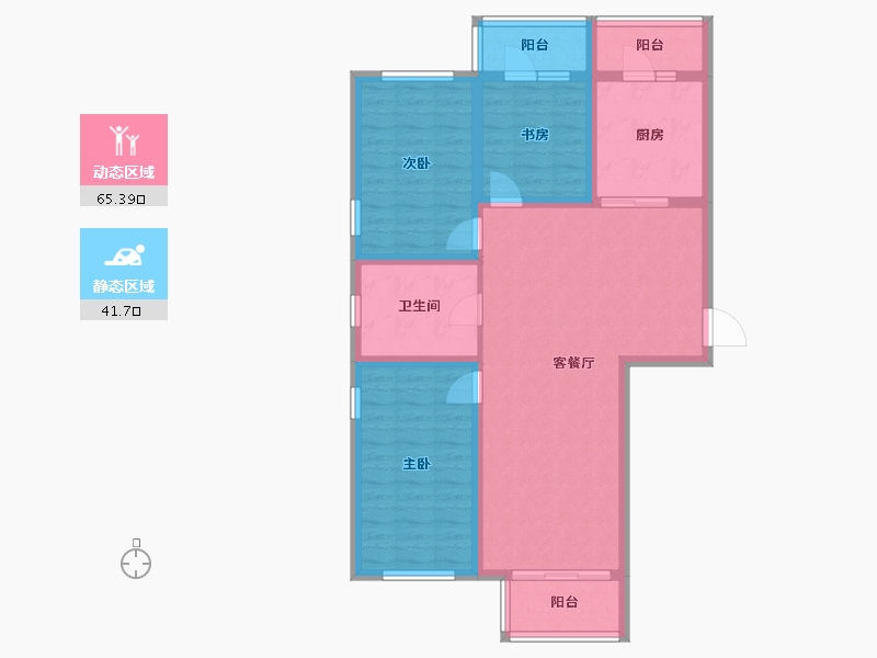 黑龙江省-哈尔滨市-锦源华府-95.69-户型库-动静分区