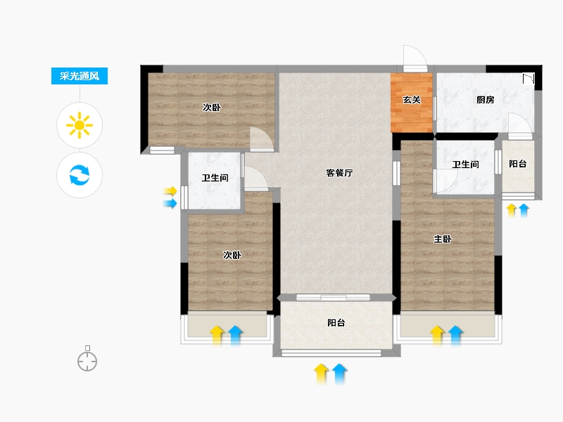 广东省-梅州市-锦绣首府-84.97-户型库-采光通风