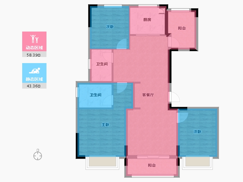 浙江省-金华市-海塘壹品-90.70-户型库-动静分区