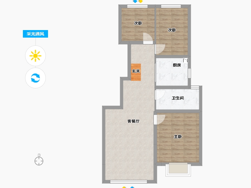 吉林省-长春市-保利云上-74.56-户型库-采光通风