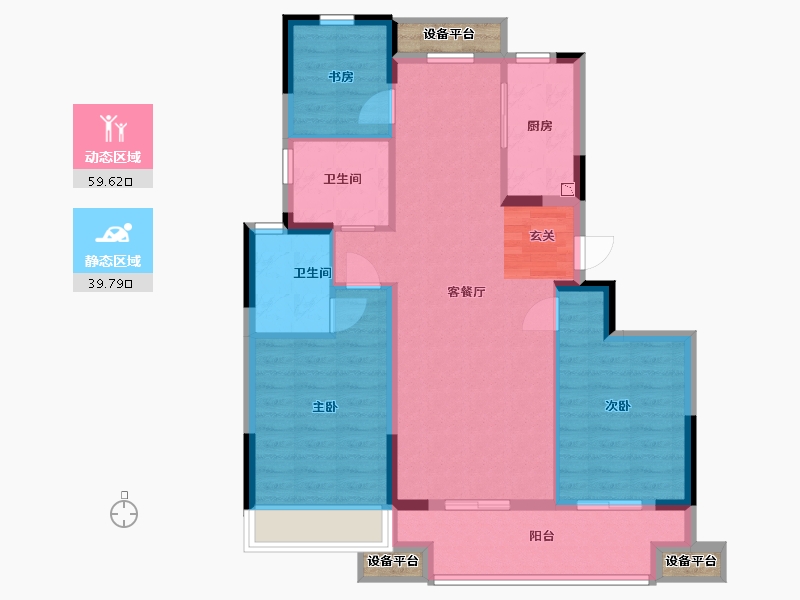 浙江省-嘉兴市-龙湖坤和・春江华庭-92.55-户型库-动静分区