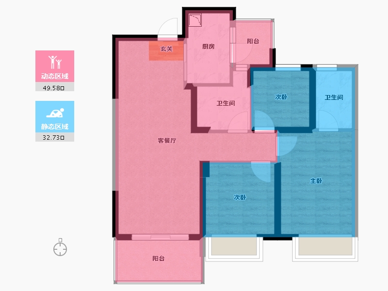 四川省-成都市-中海万锦熙岸二期-72.88-户型库-动静分区