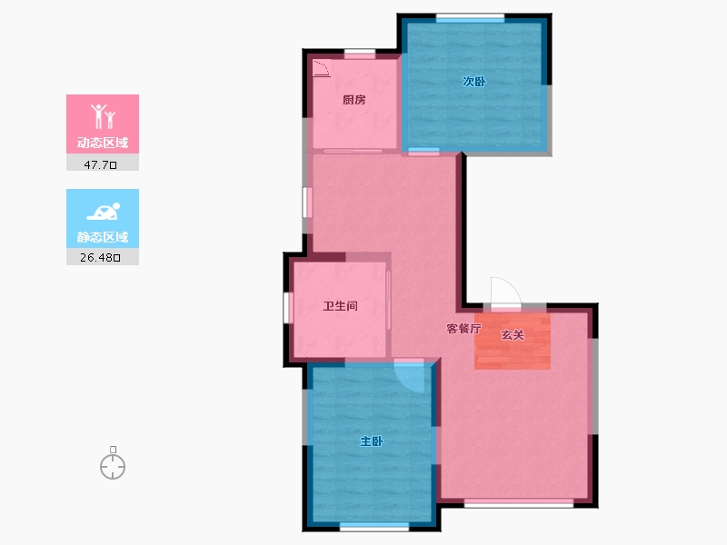 吉林省-长春市-南溪虹著-65.93-户型库-动静分区