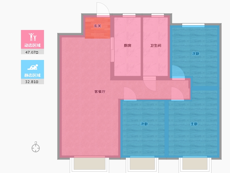 吉林省-长春市-金地江山�L�A-70.81-户型库-动静分区