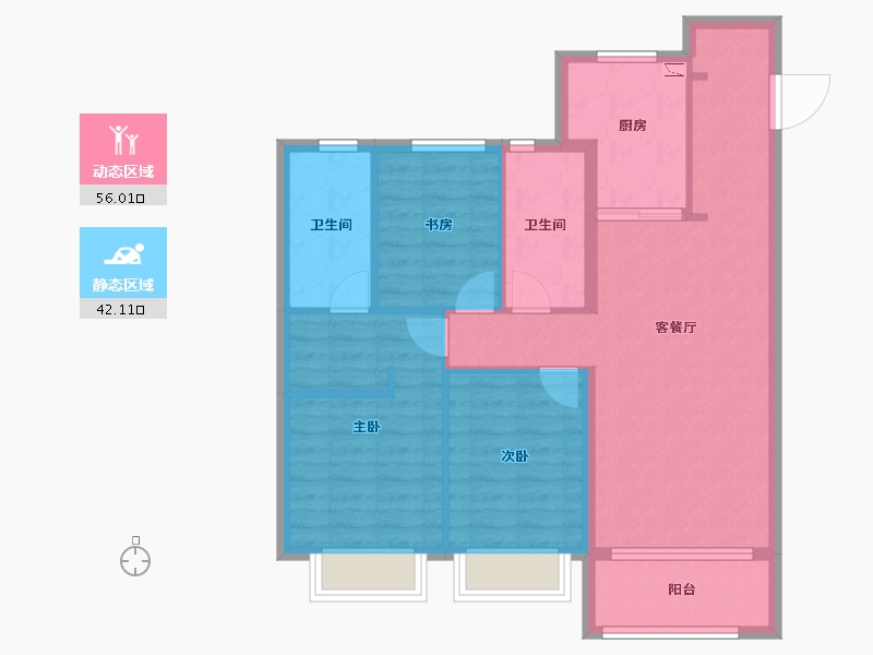 黑龙江省-哈尔滨市-华润置地悦府-88.28-户型库-动静分区