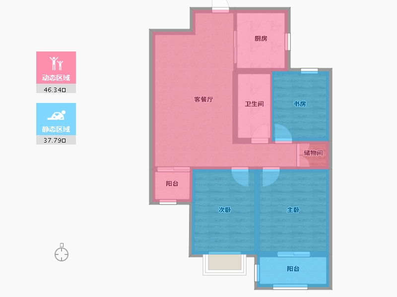 山西省-吕梁市-盛世兰亭-74.29-户型库-动静分区