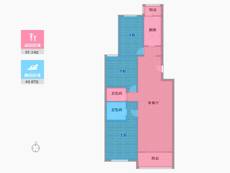 北京-北京市-龙锦苑东一区-105.02-户型库-动静分区