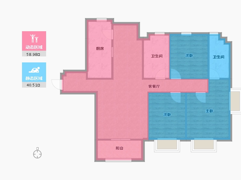 广东省-惠州市-中洲湾上花园-90.08-户型库-动静分区