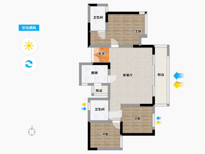 四川省-成都市-花样年江山-83.14-户型库-采光通风