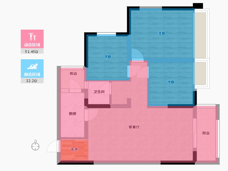 四川省-成都市-润扬19-73.95-户型库-动静分区