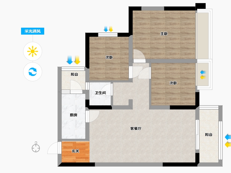 四川省-成都市-润扬19-73.95-户型库-采光通风