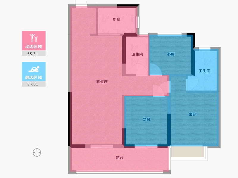 安徽省-合肥市-融创・滨湖印-81.96-户型库-动静分区