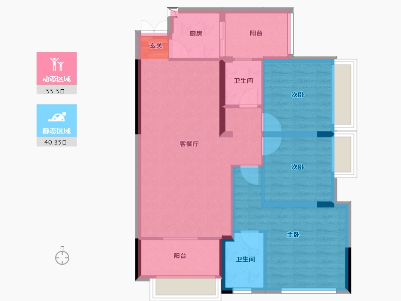 湖南省-怀化市-盛世华都-85.86-户型库-动静分区