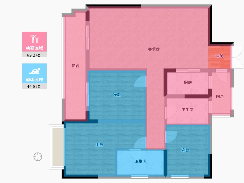 四川省-成都市-金沙城・云津观棠-102.03-户型库-动静分区