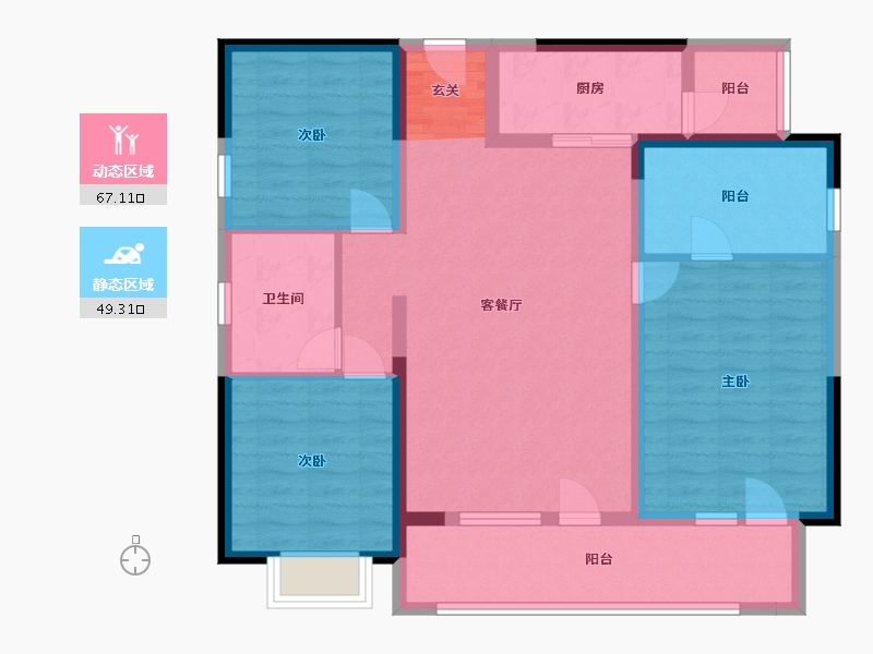 四川省-成都市-朗诗上林熙华府SOHO-103.95-户型库-动静分区