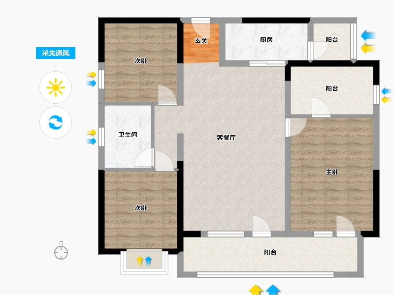 四川省-成都市-朗诗上林熙华府SOHO-103.95-户型库-采光通风