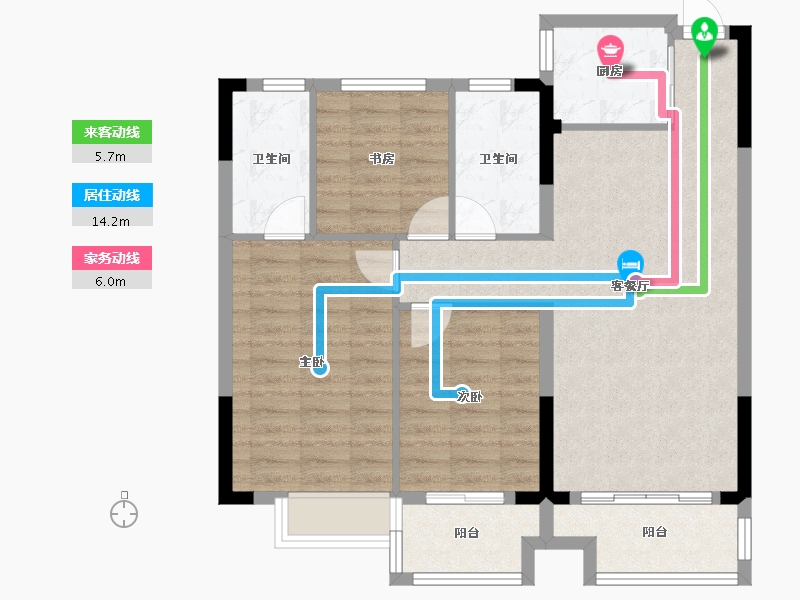 浙江省-金华市-中月珑园-84.86-户型库-动静线