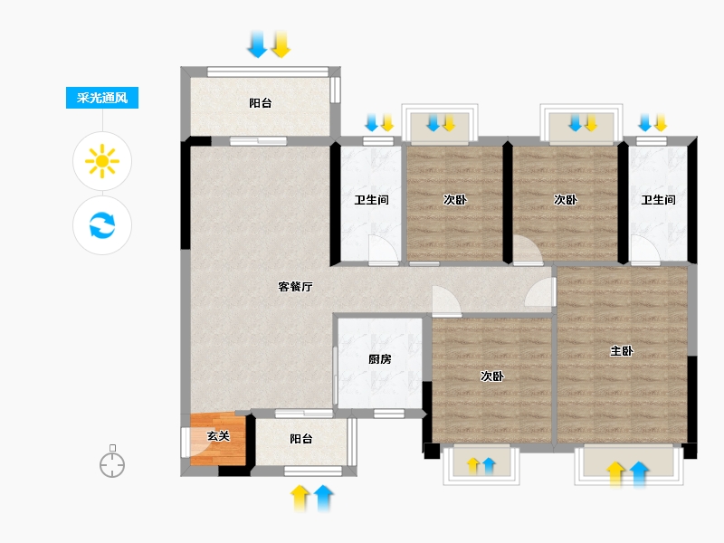 四川省-成都市-华润置地理想之城-101.71-户型库-采光通风