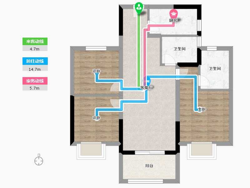 福建省-龙岩市-德兴世茂云玺-66.87-户型库-动静线