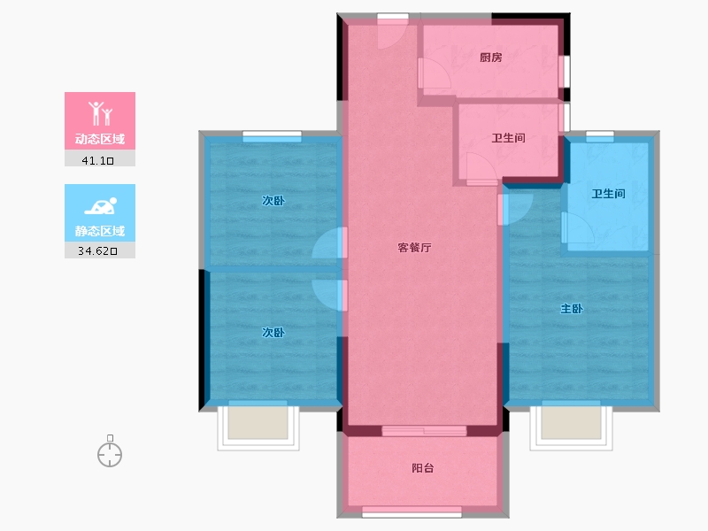 福建省-龙岩市-德兴世茂云玺-66.87-户型库-动静分区