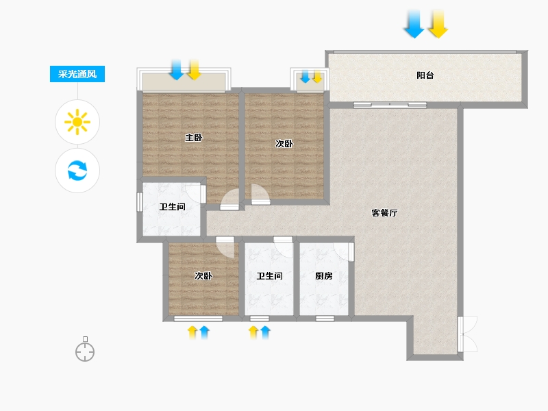 贵州省-黔南布依族苗族自治州-水岸铭门-130.52-户型库-采光通风