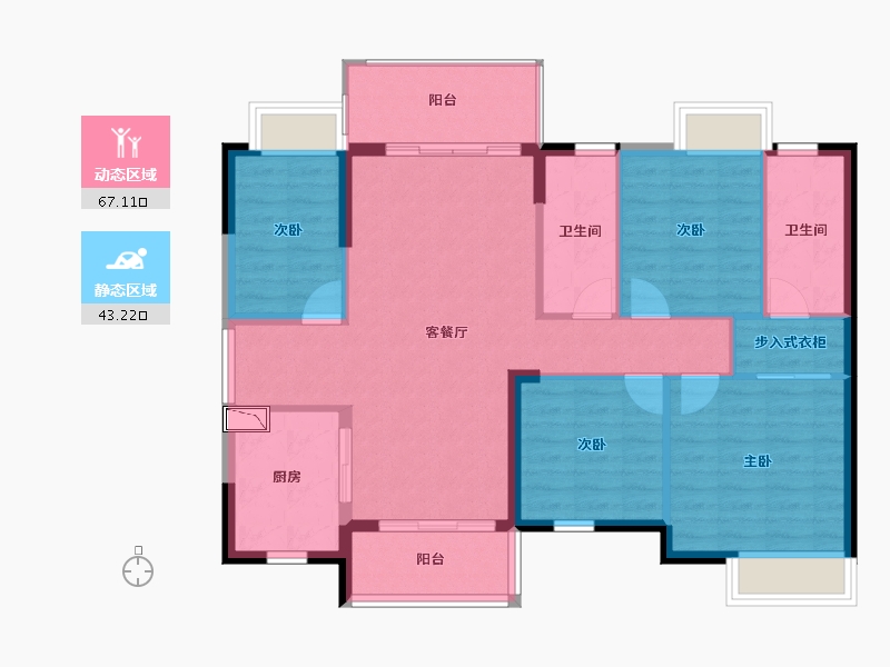 湖南省-长沙市-时代年华-99.79-户型库-动静分区