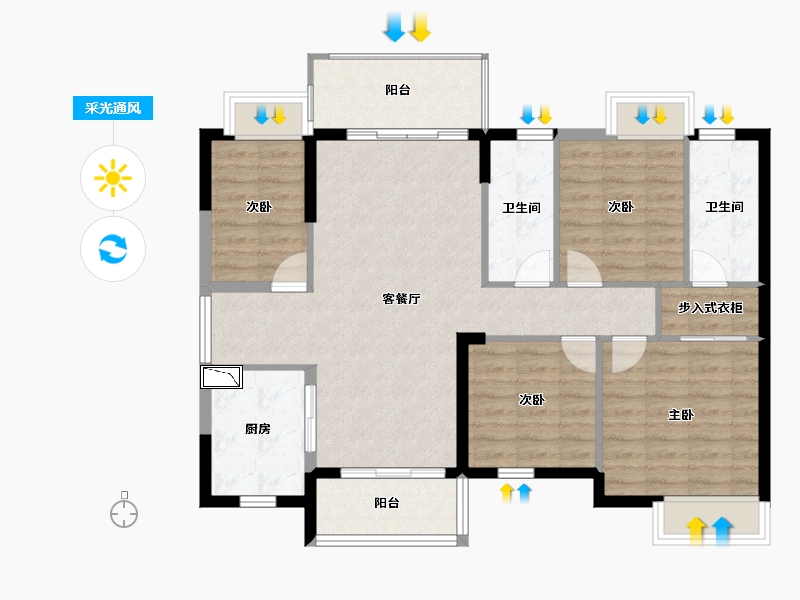 湖南省-长沙市-时代年华-99.79-户型库-采光通风