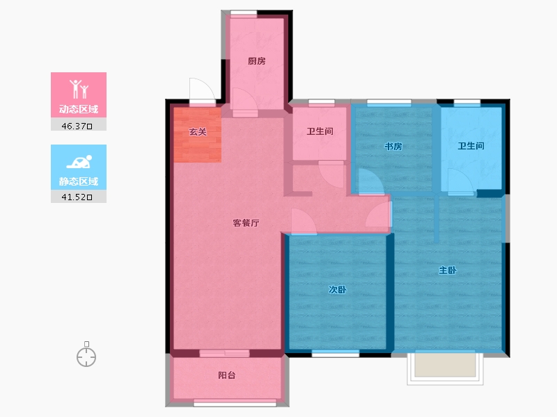 浙江省-绍兴市-东镀 玺悦府-77.47-户型库-动静分区