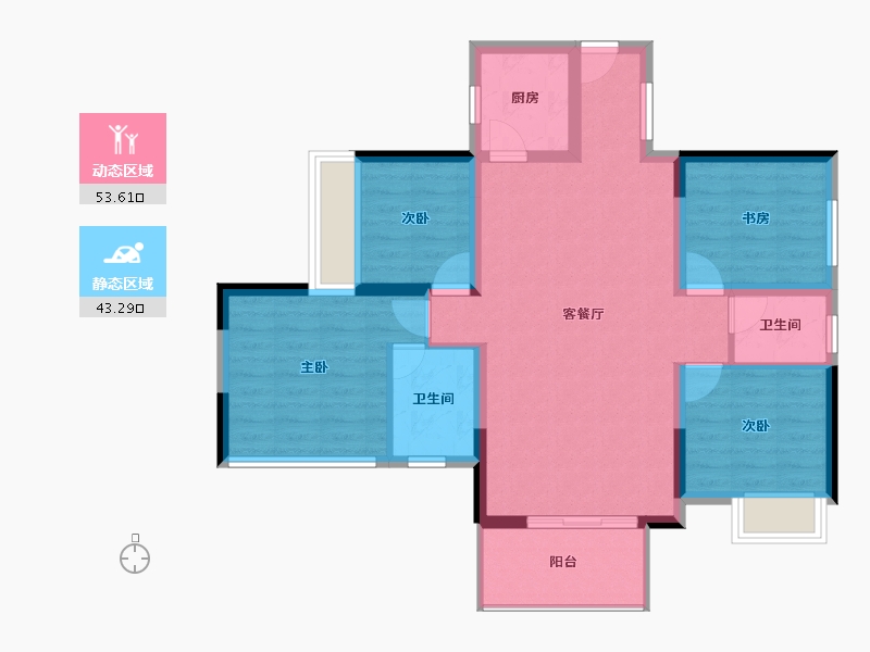 四川省-遂宁市-碧桂园中环壹号-86.41-户型库-动静分区