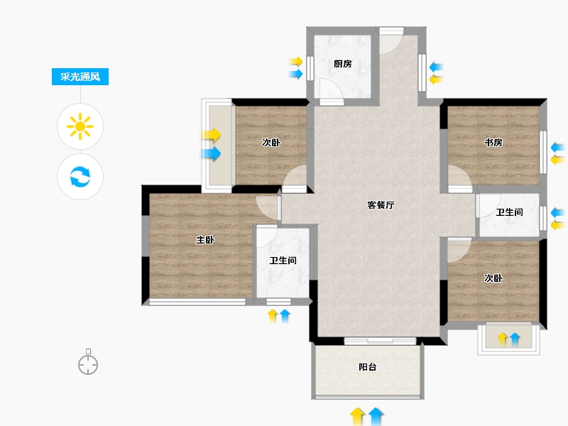 四川省-遂宁市-碧桂园中环壹号-86.41-户型库-采光通风