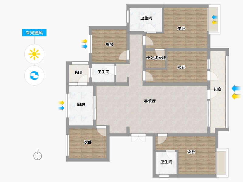 河北省-唐山市-富力盛悦府-127.25-户型库-采光通风