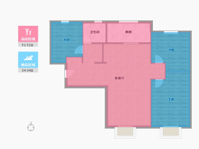 天津-天津市-万科民和巷-78.00-户型库-动静分区