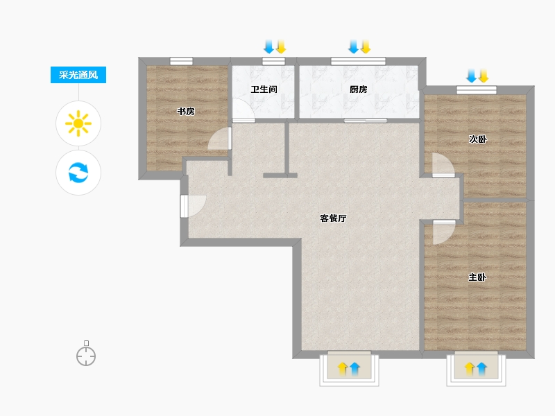 天津-天津市-万科民和巷-78.00-户型库-采光通风