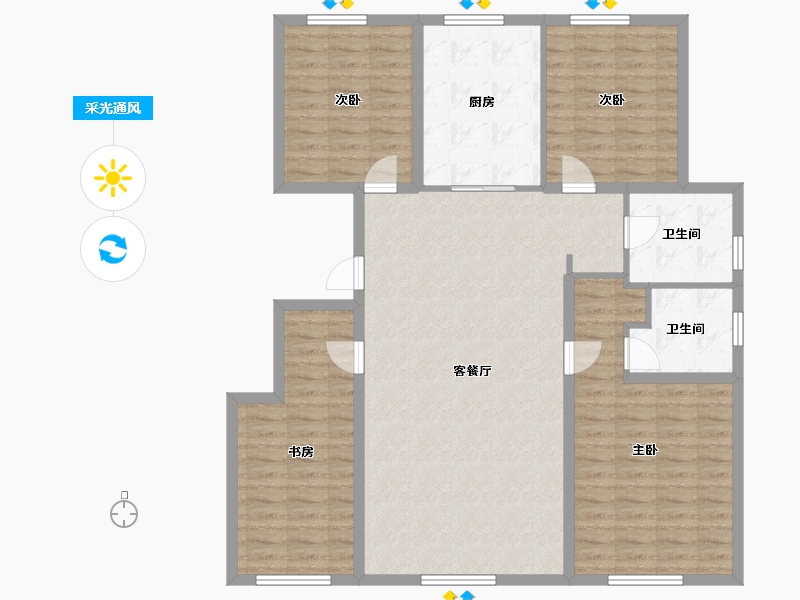 内蒙古自治区-赤峰市-亿佳尚居-126.43-户型库-采光通风