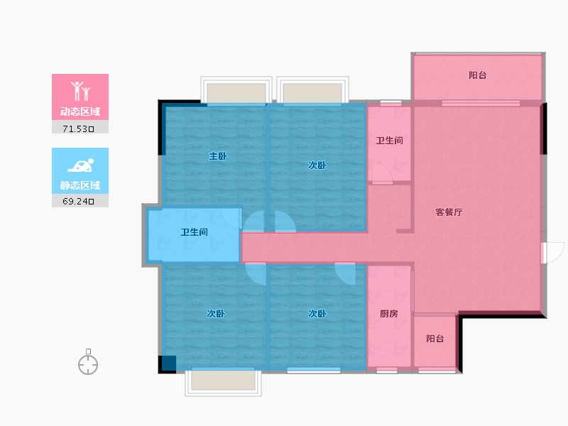 广西壮族自治区-河池市-金绿洲-129.95-户型库-动静分区