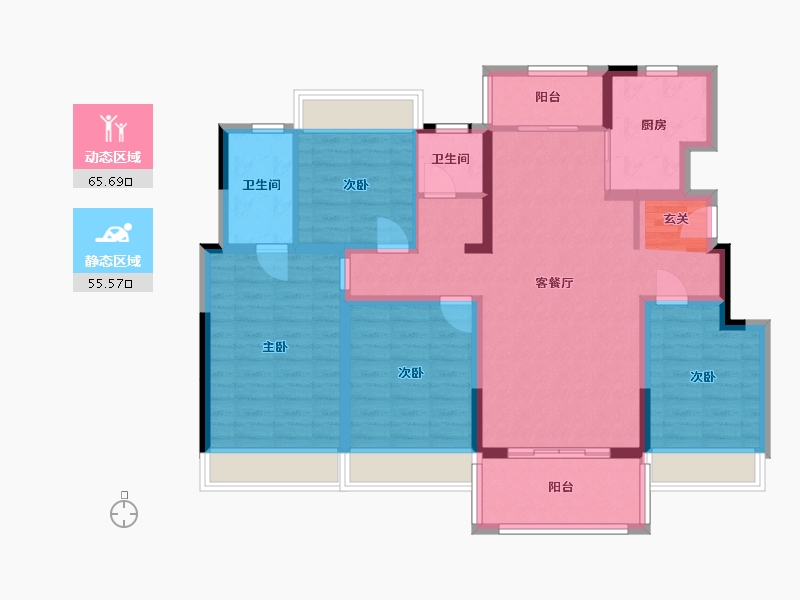 四川省-成都市-富元君庭-107.94-户型库-动静分区