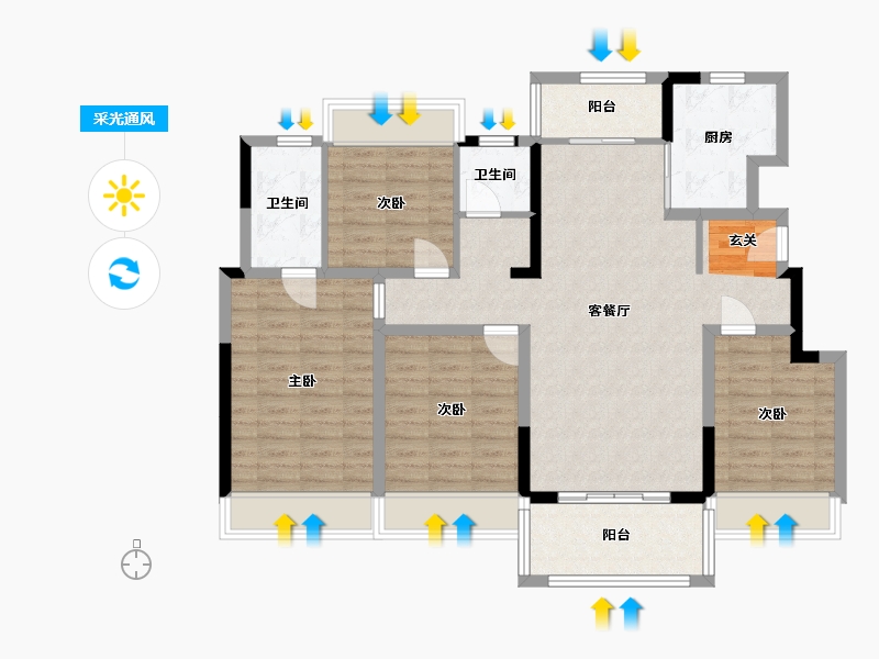 四川省-成都市-富元君庭-107.94-户型库-采光通风