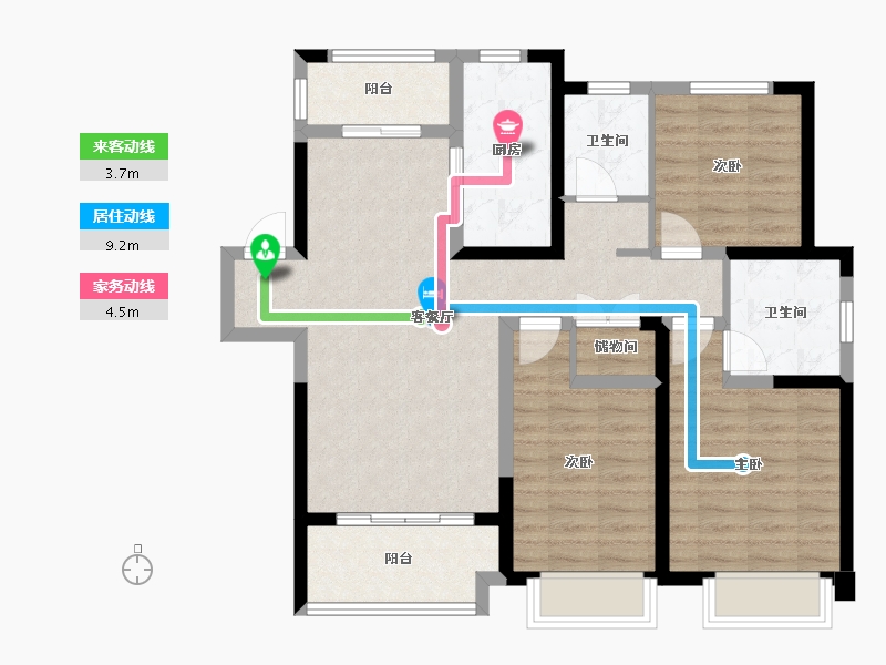 安徽省-芜湖市-元盛阳光城-91.99-户型库-动静线