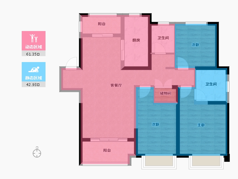 安徽省-芜湖市-元盛阳光城-91.99-户型库-动静分区