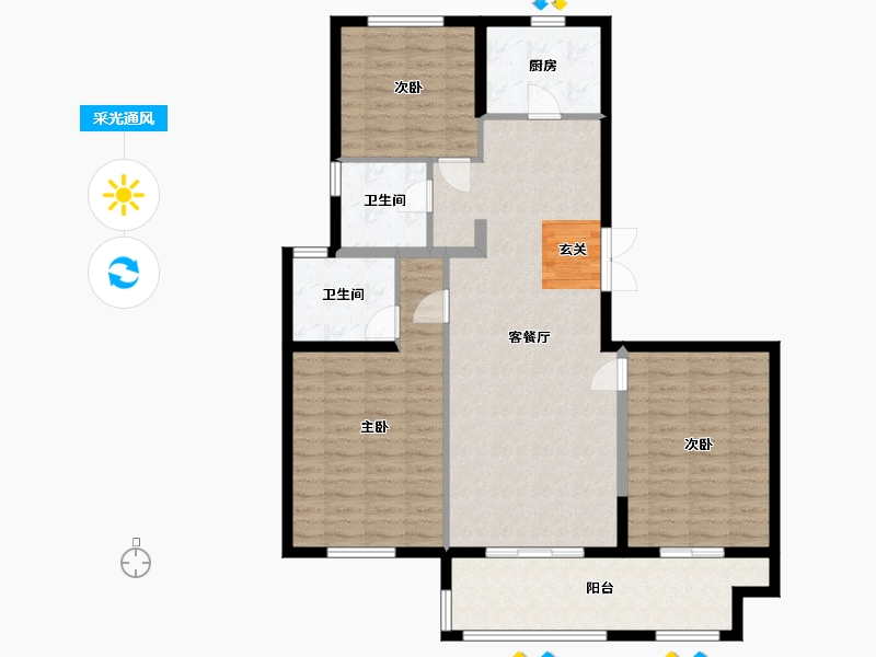 江苏省-无锡市-南方豪庭-110.00-户型库-采光通风